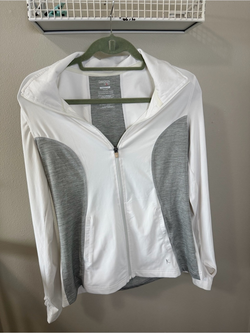 Danskin White Jacket with Heather Gray Interior Panel